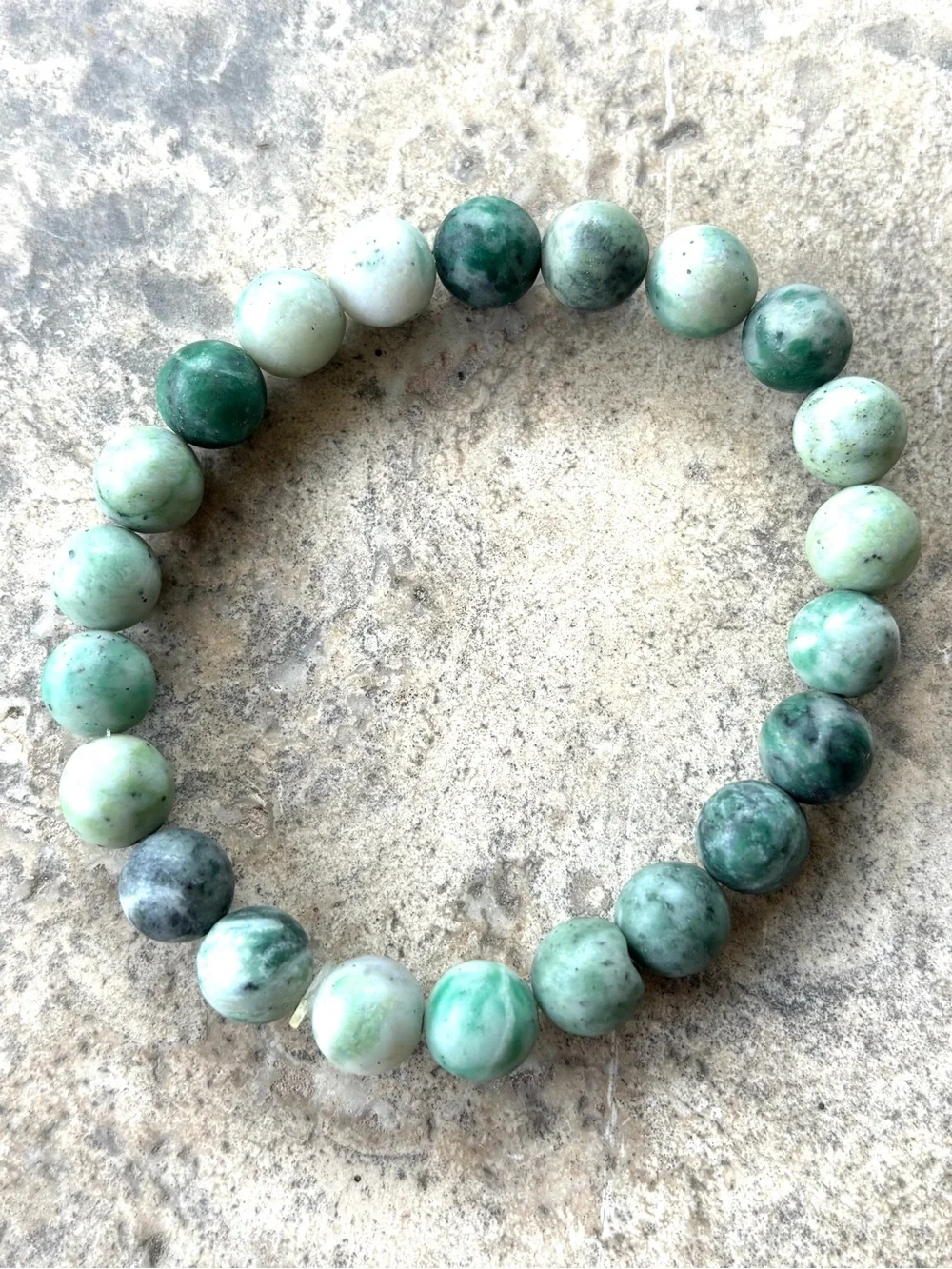 Natural Stone Beaded Stretch Bracelet - Green, Pink, Multi